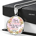 Blessed Is She Who Had Believed That The Lord Would Fulfill His Promises To Her Circle Pendant Necklace - Circle Luxury Necklace (Silver)