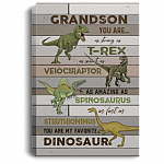 Grandson You Are As Strong As T-Rex As Smart As Velociraptor Wrapped Framed Canvas Prints - Unframed Poster, White, 0.75'' Framed Canvas