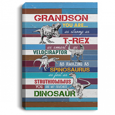 Dinosaur Grandson You Are As Strong As T-rex Gallery Wrapped Framed Canvas Prints - Unframed Poster Wall Art, White, 0.75'' Framed Canvas