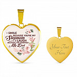 I Smile Because You're My Step Mom I Laugh Because You Married My Dad Heart Pendant Necklace Gifts - Heart Luxury Necklace (Gold Plated)
