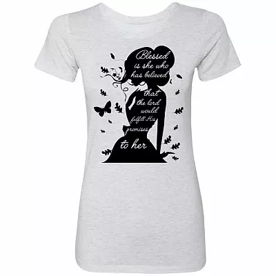 Blessed Is Ladies T-Shirt, Heather White, Premium Ladies T-Shirt