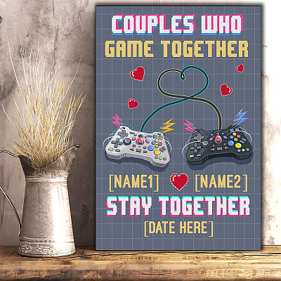 Alternative view of Personalized Couples Who Game Together Stay Together Funny Gamer Couple Framed Canvas Prints - Unframed Poster