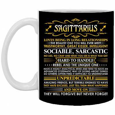 sagittarius, Black, 11 oz. White Mug