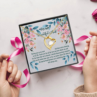 To My Beautiful Aunt Having You As My Aunt Has Been Such A Blessing Forever Love Pendant Necklace