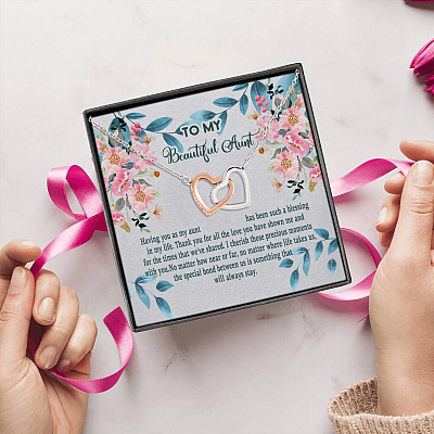 To My Beautiful Aunt Having You As My Aunt Has Been Such A Blessing Interlocking Hearts Pendant Necklace