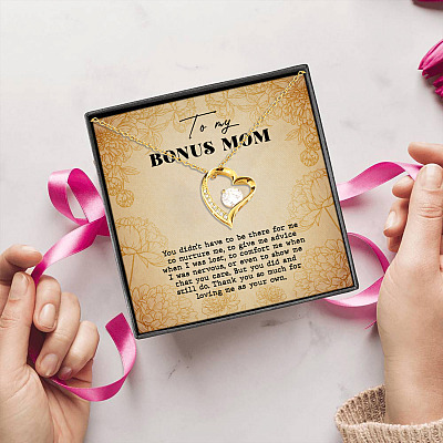 To My Bonus Mom Thank you So Much for loving me as your own Forever Love Pendant Necklace