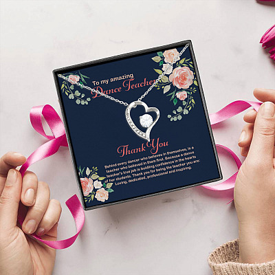 To My Amazing Dance Teacher Thank You For Being Loving Dedicated Forever Love Pendant Necklace