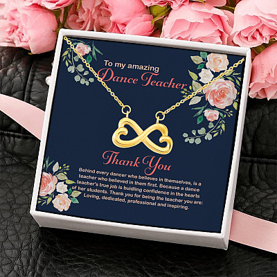 Alternative view of To My Amazing Dance Teacher Thank You For Being Loving Dedicated Infinity Heart Pendant Necklace