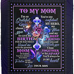 To My Mom I'm So Grateful God Chose, White, Cozy Plush Fleece Blanket - 50x60