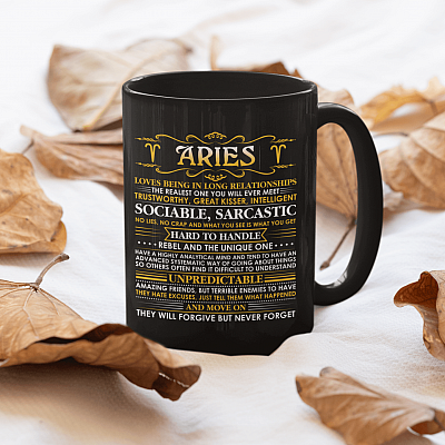 Alternative view of Aries Loves Being In Long Relationships Ceramic Coffee Mug