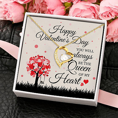 Happy Valentines Day You Are the Queen of My Heart Gift for Her Forever Love Pendant Necklace