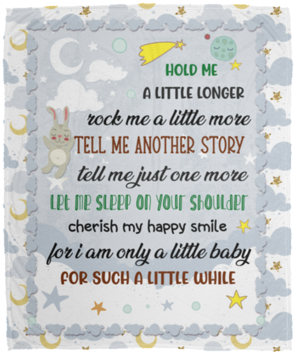 Hold Me a Little Longer Tell Me Another Story Little Baby Songs Fleece Blanket - Woven Blanket, White, Cozy Plush Fleece Blanket - 50x60 Hold Me a Little Longer Tell Me Another Story Little Baby Songs Fleece Blanket - Woven Blanket, White, Cozy Plush Fleece Blanket - 50x60