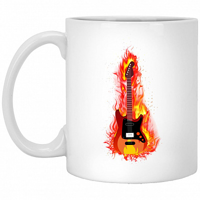 guitar white mug, White, 11 oz. White Mug