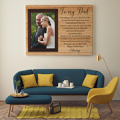 Alternative view of Custom Photo To My Dad Happy Fathers Day Wrapped Framed Canvas Prints - Unframed Poster - Home Decor Wall Art