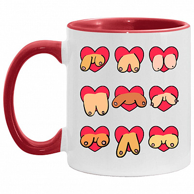 Funn Accent Mug, White/Red, 11 oz. Accent Mug