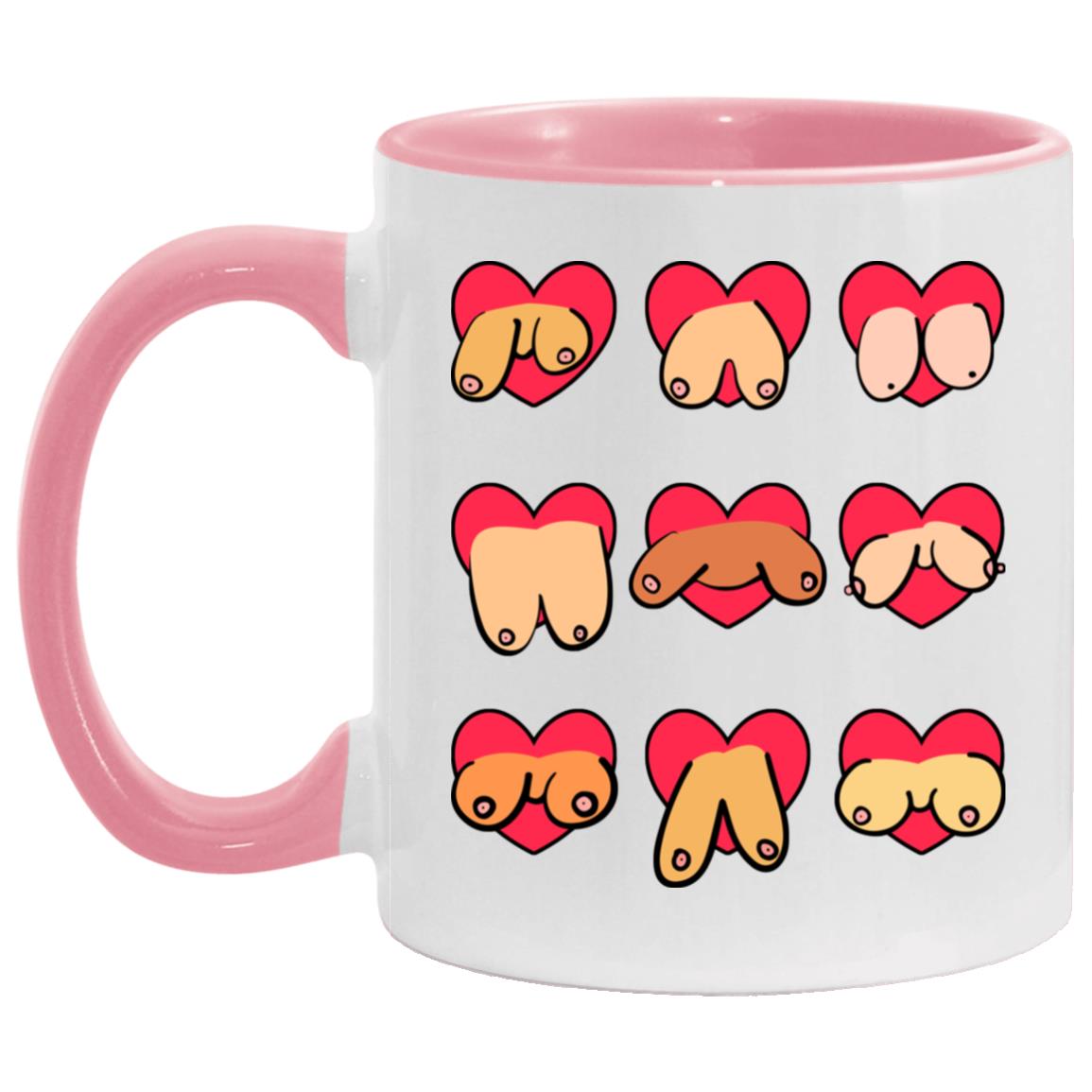 Funn Accent Mug, White/Pink, 11 oz. Accent Mug