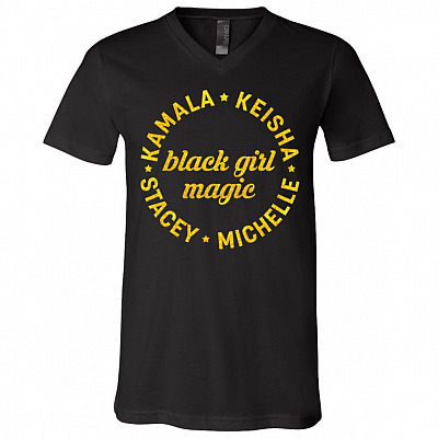 Black Girl Shirt, Black, V-Neck T-Shirt