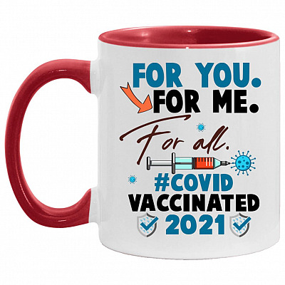 For You Accent M, White/Red, 11 oz. Accent Mug