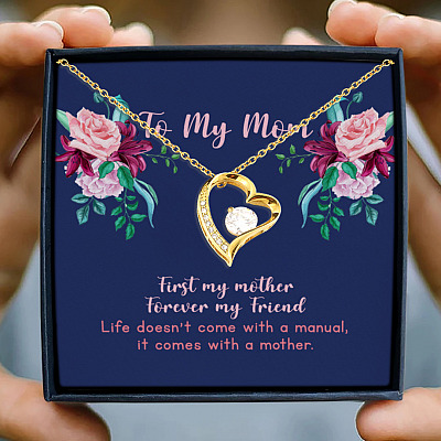 To My Mom First My Mother Forever My Friend Mother And Daughter Forever Love Pendant Necklace