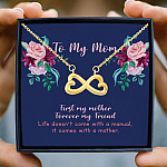 To My Mom First My Mother Forever My Friend Mother And Daughter Infinity Heart Pendant Necklace