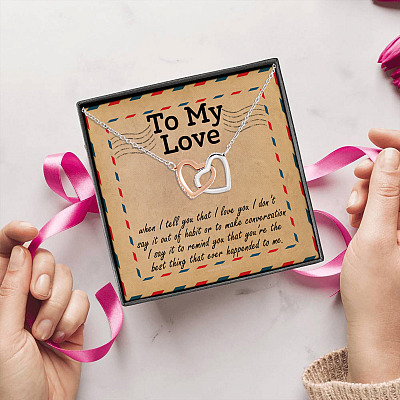 Love Letter To My Love When I Tell You I Love You To My Wife Girlfriend Interlocking Hearts Pendant Necklace