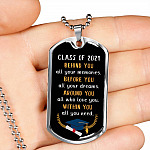 Graduation Class Of 2021 Senior Behind You All Your Memories Dog Tag Pendant Necklace - College Graduation Gift - Dog Tag (Silver)