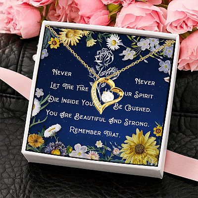 Alternative view of You Are Strong and Beautiful Inspirational Quotes Jewelry Gift Forever Love Pendant Necklace