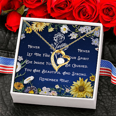 You Are Strong and Beautiful Inspirational Quotes Jewelry Gift Forever Love Pendant Necklace