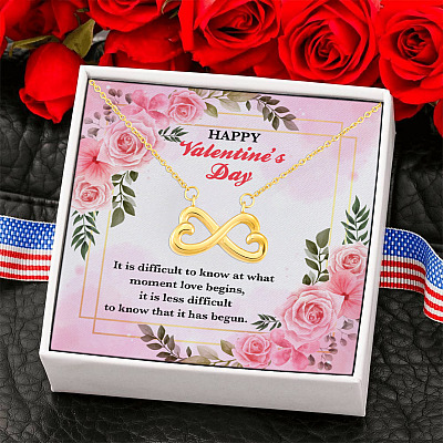 Happy Valentines Day 2021 Love Begins Valentine's Day Gift Ideas for Her Infinity Heart Pendant Necklace