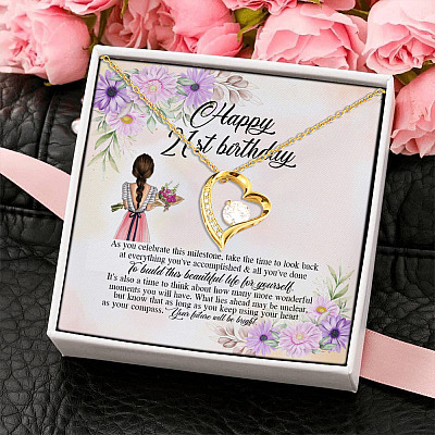 Happy 21st Birthday Your Future Will Be Bright Celebrate This Milestone Forever Love Pendant Necklace