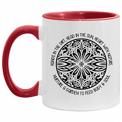 Hand In The Dirt Head In The Sun, White/Red, 11 oz. Accent Mug