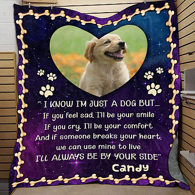 Alternative view of Personalized Photo I Know I'm Just a Dog If You Cry but I'll Always Be by Your Side Fleece - Woven Blanket