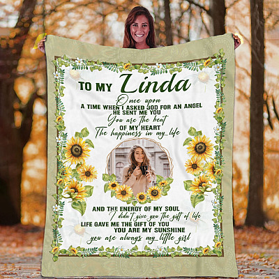 Alternative view of Personalized Photo Once Upon a Time When I Ask God for an Angel He Sent Me You Fleece - Mink Sherpa - Woven Blanket