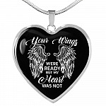 Memorial Gifts Your Wings Were Ready but My Heart Was Not Heart Pendant Necklace - Heart Luxury Necklace (Silver)