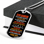 From Grandparents to My Grandson Never Forget How Much I Love You as You Grow Older Dog Tag Pendant Necklace - Dog Tag (Silver)