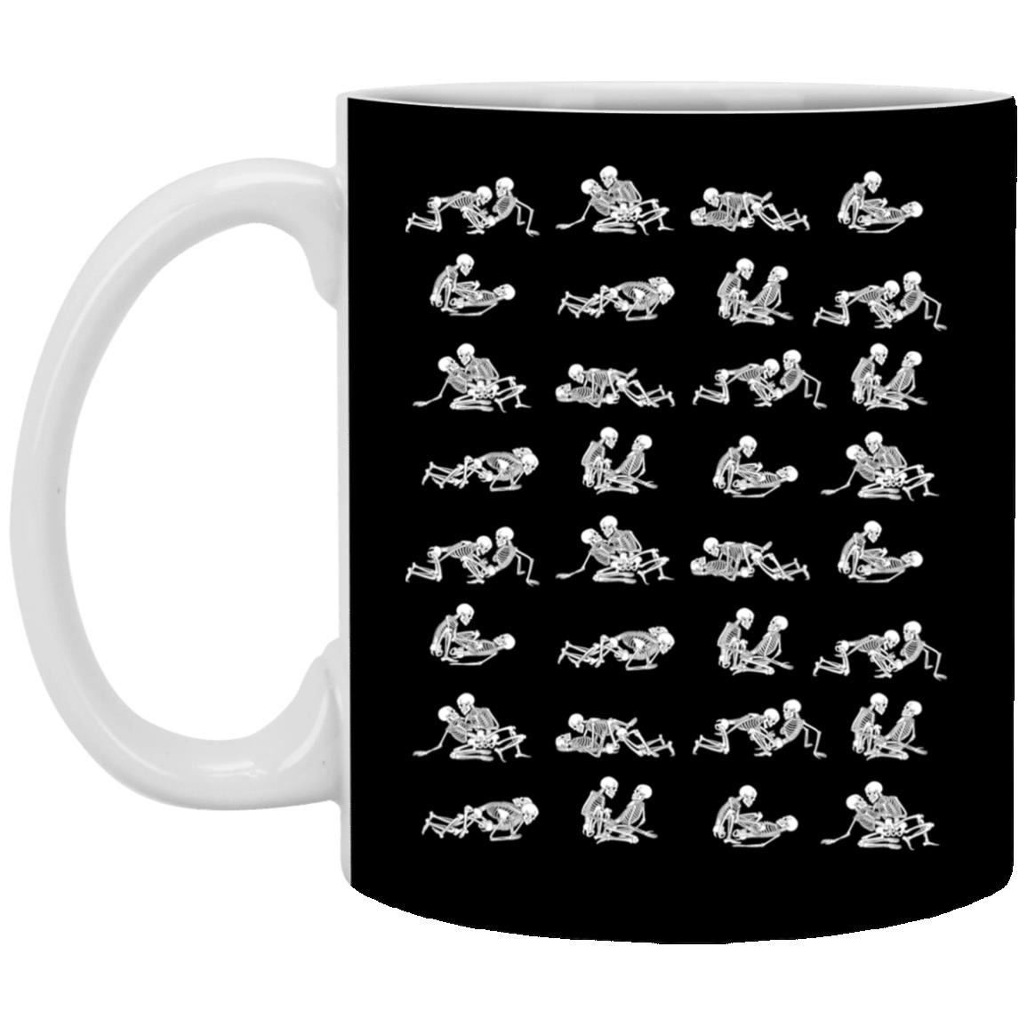 Funny Skeleton Naughty Coffee Mug, Black, 11 oz. White Mug