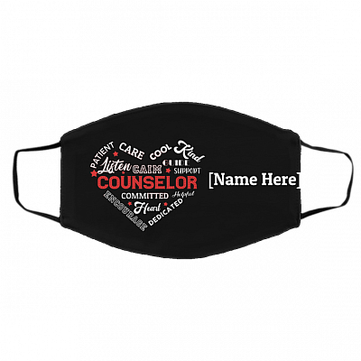 Personalized Heart Of Counselor Washable Reusable Custom Printed Cloth Face Mask Cover, Black, Cloth Face Cover – Medium/Large