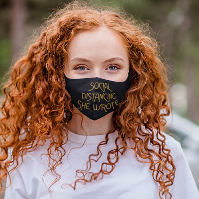 Alternative view of Social Distancing She Wrote Washable Reusable Custom Printed Cloth Face Mask Cover