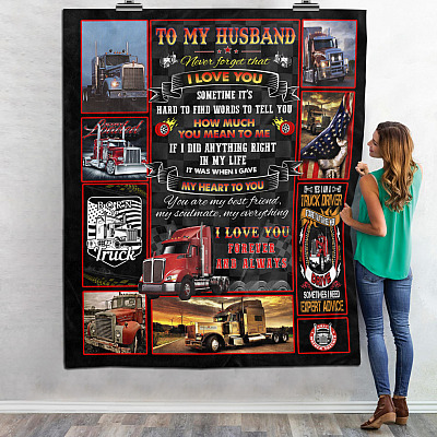 Alternative view of Trucker Wife To My Husband Never Forget That I Love You Fleece Blanket - Gift For Trucker Husband