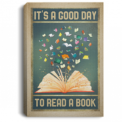 Vintage Retro It's A Good Day To Read Book Framed Canvas Prints - Book Lovers Unframed Poster, White, 0.75'' Framed Canvas