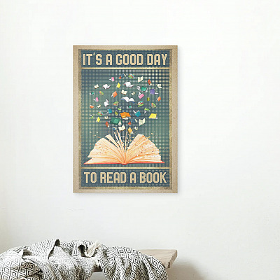 Alternative view of Vintage Retro It's A Good Day To Read Book Framed Canvas Prints - Book Lovers Unframed Poster
