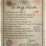 Letter Airmail Daughter To My Mom Blanket, White, Cozy Plush Fleece Blanket - 50x60