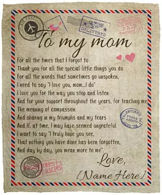 Personalized Letter Airmail Blanket, White, Cozy Plush Fleece Blanket - 50x60