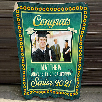 Alternative view of Personalized Custom Photo Graduation Congrats Senior 2021 Fleece Blanket - Class Of 2021 Mink Sherpa Blanket