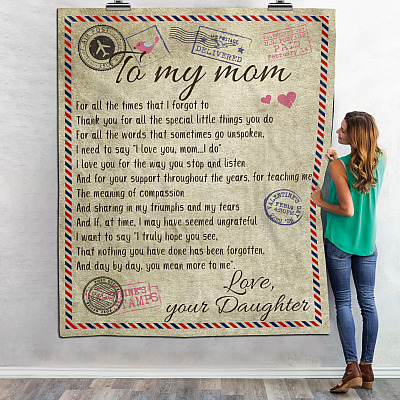 Alternative view of Letter Airmail Daughter To My Mom For All The Times That I Forgot To Thank You Fleece Blanket - Mink Sherpa Blanket