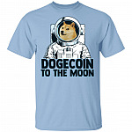 Dogecoin Astronaut To The Moon T-Shirt, Light Blue, Unisex T-Shirt