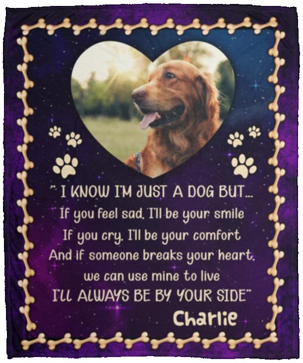 Personalized Photo I Know I'm Just a Dog blanket, White, Cozy Plush Fleece Blanket - 50x60 Personalized Photo I Know I'm Just a Dog blanket, White, Cozy Plush Fleece Blanket - 50x60