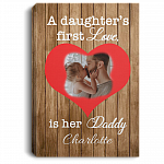 Custom Photo Father's Day Framed Canvas - A Daughter's First Love Is Her Daddy Unframed Poster, White, 0.75'' Framed Canvas