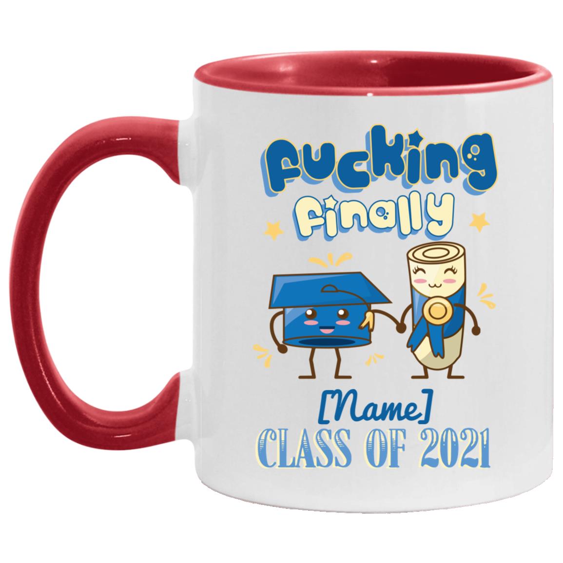 fucking finally, White/Red, 11 oz. Accent Mug