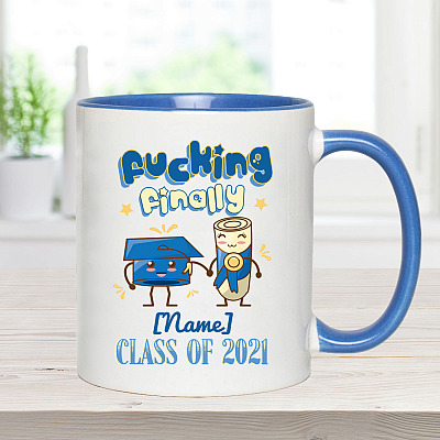 Alternative view of Personalized Graduation Mugs 2021 - Fucking Finally Graduate Class Of 2021 Accent Mug
